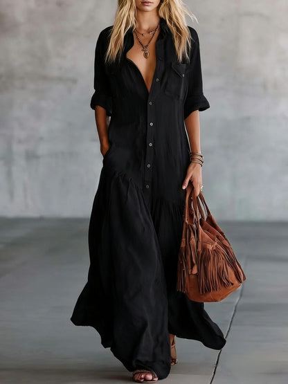 Casual Beach Vacation Chambray Dress