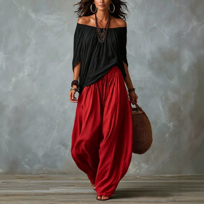 Drawstring Harem Pants Two Piece Set