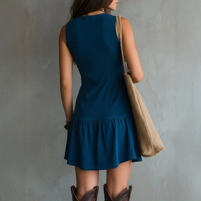 Sleeveless Button-Down Denim Mini Dress