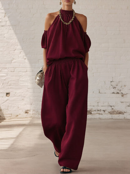 Halter Top & Wide Leg Pants 2-Piece Set | Ultimate Comfort & Style