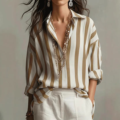 Oversized Striped Button-Down Shirt