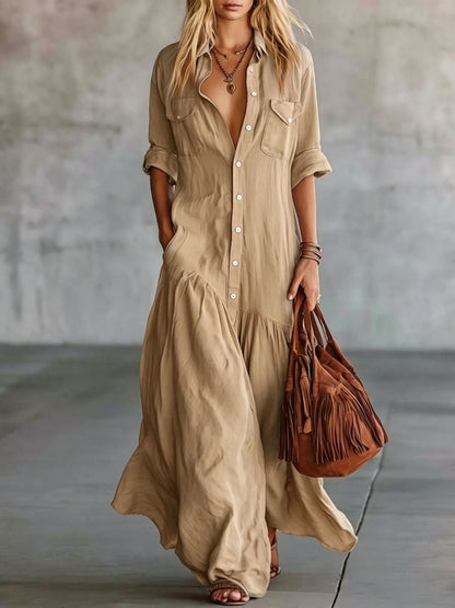 Casual Beach Vacation Chambray Dress