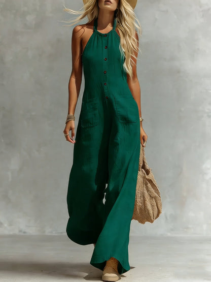 Breezy Halter Wide-Leg Jumpsuit