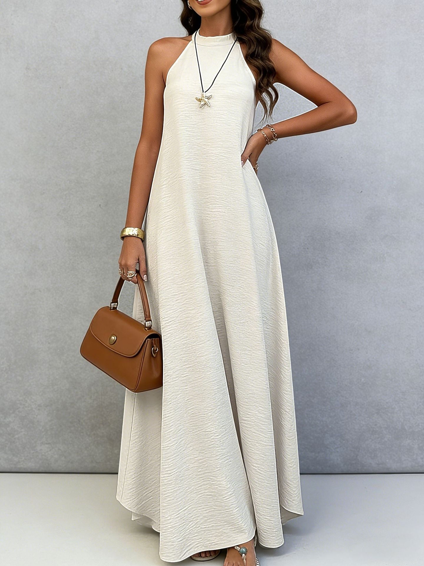 Halter Neck Tie-Back Maxi Dress
