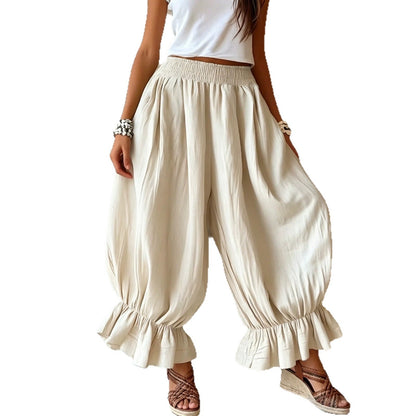 Crinkled Textured Balloon Harem Pants
