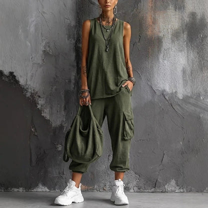 Oversized Sleeveless Top & Cargo Jogger Set