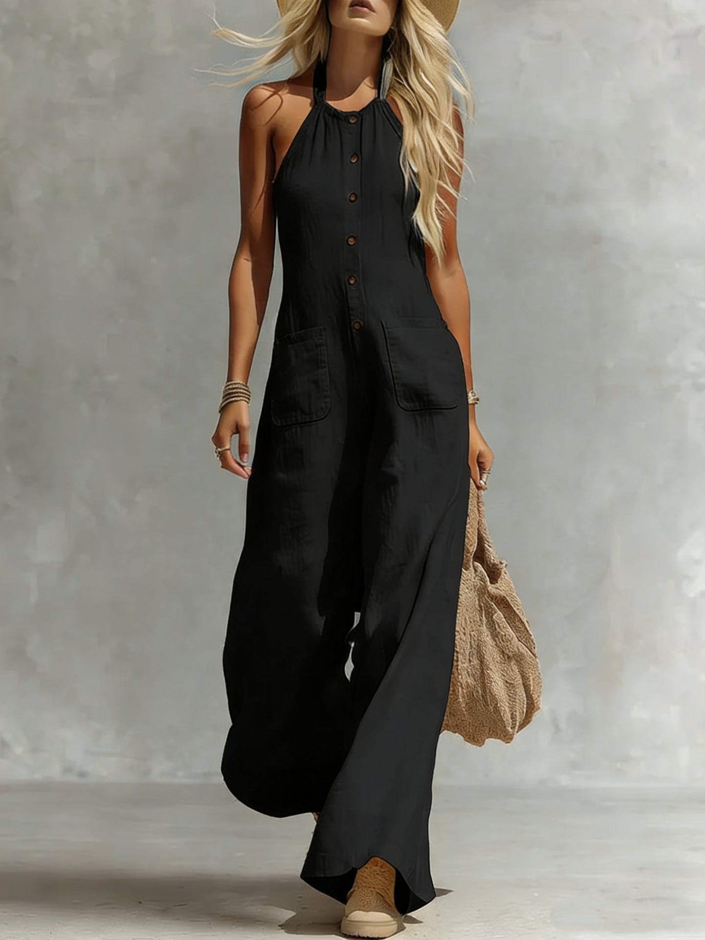 Breezy Halter Wide-Leg Jumpsuit