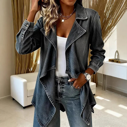 Oversized Asymmetric Denim Jacket