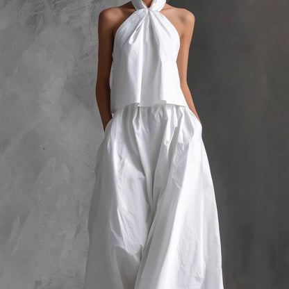 Halter Neck Wide-Leg Two-Piece Formal Set