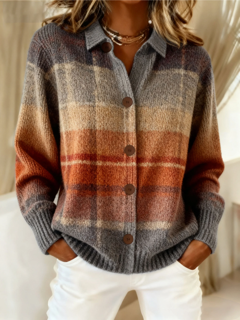 Autumn Ombre Plaid Cardigan