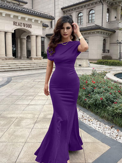 2025 Women's Elegant Sleeveless Off Shoulder Bodycon Long Formal Party Evening Dress
