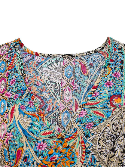 Bohemian Paisley Floral Bell Sleeve Dress