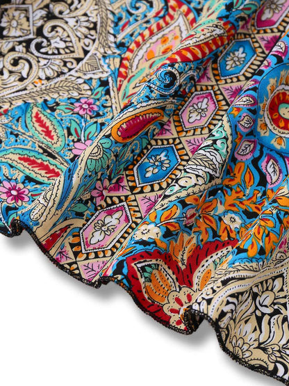 Bohemian Paisley Floral Bell Sleeve Dress
