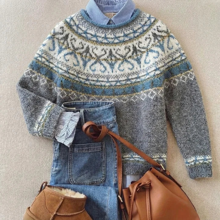 Grey-Chic Vintage Knit Sweater