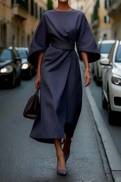 Elegant Dress with Lantern Sleeves