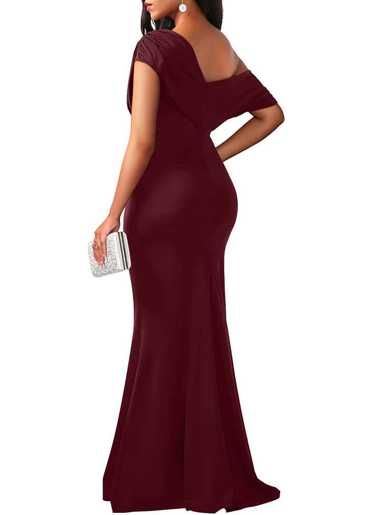 2025 Women's Elegant Sleeveless Off Shoulder Bodycon Long Formal Party Evening Dress