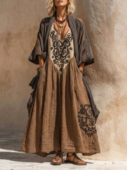 Boho Retro Loose Linen Cotton Two-piece Set