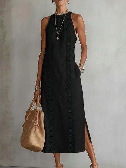 🌿 Retro Cozy Lace Minimalist Linen Dress