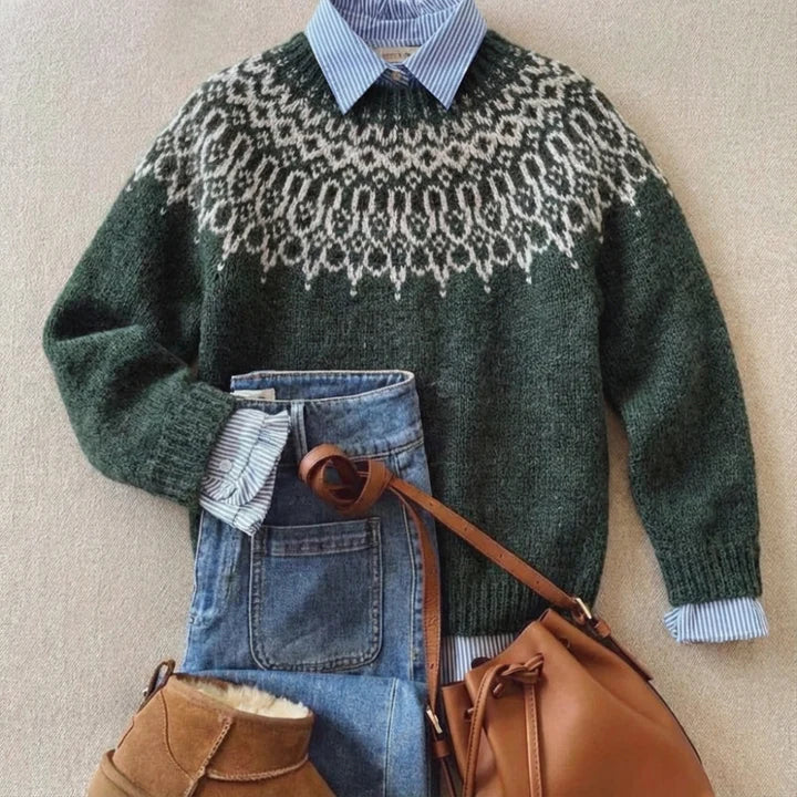 Green-Classic Vintage Knit Sweater