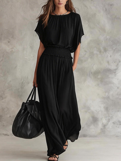 Flowy Wide-Leg Smocked Waist Jumpsuit