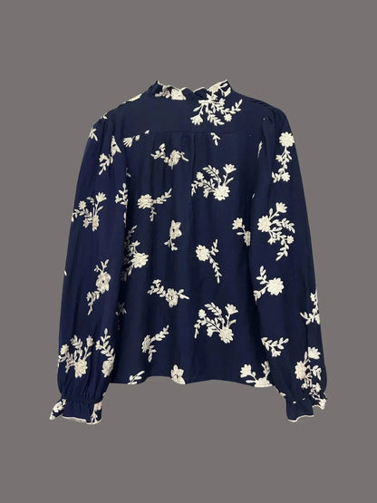 Flower Button Up Long Sleeve Shirt