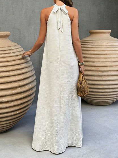 Halter Neck Tie-Back Maxi Dress