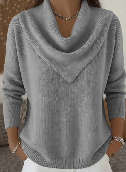 Elegant Retro Soft Triangle Neck Solid Color Sweater Top