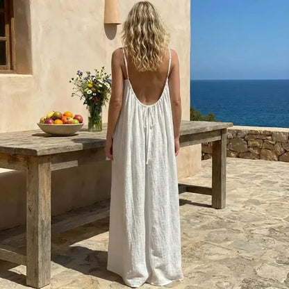 Women's Solid Color Backless Cami Dress
