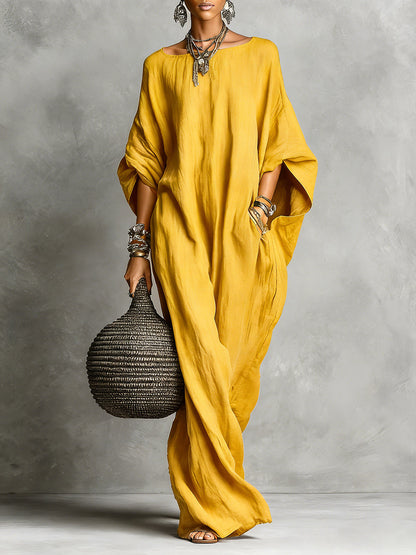 Oversized Linen Maxi Kaftan Dress