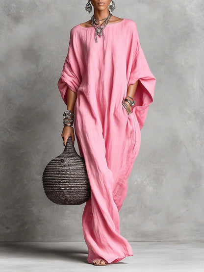 Oversized Linen Maxi Kaftan Dress