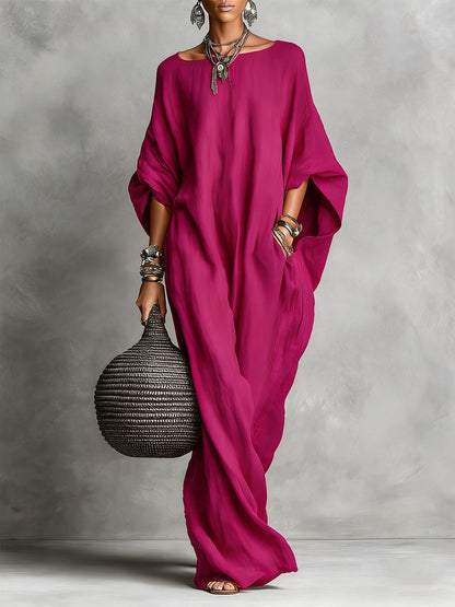 Oversized Linen Maxi Kaftan Dress