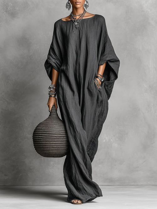 Oversized Linen Maxi Kaftan Dress