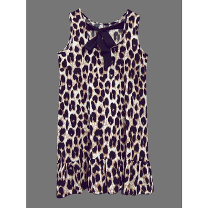 Ruffled Hem Leopard Sleeveless Dress